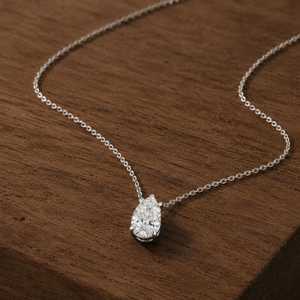 Colgante de oro macizo de 10K, 14K o 18K con diamante solitario de laboratorio de 1 quilate, corte brillante en forma de pera, claridad VVS, color E, engastado con puntas, para mujer. - Product Image 2