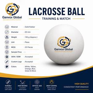 Ganvox Global Lacrosse <b>Ball</b> 63mm Solid Rubber Training Match White Yellow Orange Punjab - Product Image 4