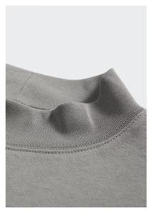 T-shirt de luxe épais à col montant noir en coton uni pour homme, t-shirt unisexe vierge personnalisable - Product Image 6