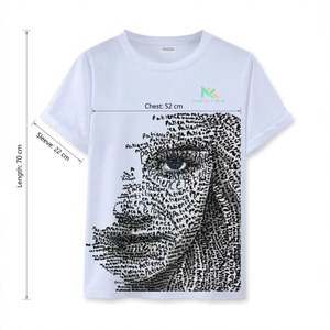 T-shirt personnalisé pour homme avec art graphique de visage en typographie, col rond, logo brodé, calligraphie, portrait, vente en gros d'usine OEM - Product Image 6
