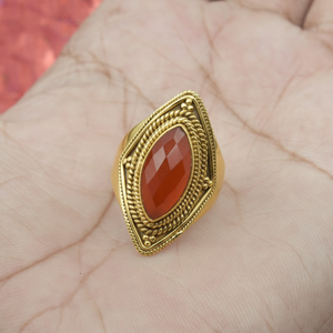 Vintage Boho Carnelian Gemstone <b>Ring</b> pure 925 Sterling <b>Silver</b> Rose Gold Yellow Gold Plated Handmade <b>Statement</b> Jewelry Women Men - Product Image 2