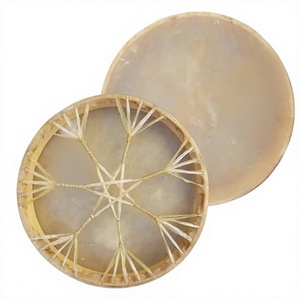 High Quality 14" Shamanic Hand Sheepskin Handmade Beater Musical Percussion Instrument Irish Tambourine Birch Wood Steel <b>Light</b> - Product Image 6