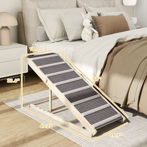 Scala Pieghevole in Legno Massello per Animali Domestici, Rampa per Cani Regolabile a 4 Altezze per Divano, per Cani di Piccola e Grande Taglia da 16 a 23,5 Pollici - Product Image 3