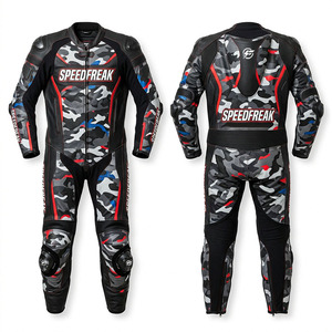 ชุดแข่งรถมอเตอร์ไซค์ Speedfreak สำหรับผู้ชาย แบบชิ้นเดียว หนังลายพราง สีแดงน้ำเงิน แขนยาว ระบายอากาศได้ดี พร้อมอุปกรณ์ป้องกัน - Product Image 1