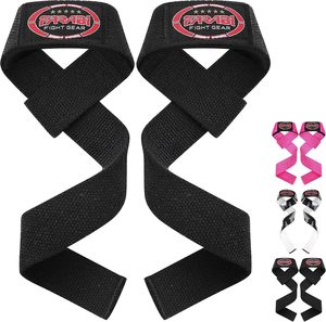 Sangles de musculation FARABI en nylon noir réglables pour haltérophilie, équipement de musculation unisexe pour soulever des poids lourds - Product Image 1
