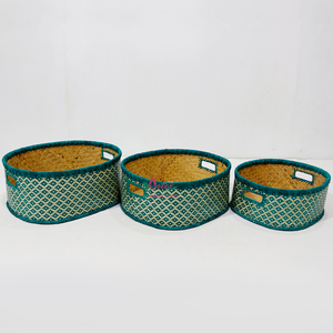 Handmade <b>Rattan</b> <b>Storage</b> <b>Baskets</b> Set Round Minimalist Style Wall Mounted Durable for Living Room & Kitchen Organization - Product Image 1