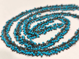 1 Foot- Smooth Turquoise Grape Beaded 2mm Cluster Chain. <b>Wire</b> Wrap Angoori Chain - Product Image 5