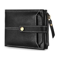Dompet Kulit PU Hitam Kancing Penutup Ritsleting Unisex Gaya Kasual Warna Solid Dapat Digunakan Empat Musim Cetak Digital Dapat Disesuaikan