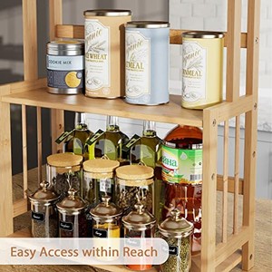 Bamboo Spice Rack Organizer <b>Table</b> - Eco-Friendly Kitchen Storage Wholesale - Product Image 6