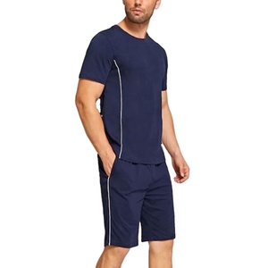 Conjunto de Ropa Casual de Verano para Hombre, 2 Piezas, Color Sólido, Logotipo Personalizado Bordado, Impresión Digital, Transpirable, Secado Rápido, Camiseta y Pantalones Cortos de Algodón - Product Image 2