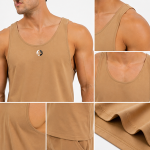 La tela de ropa deportiva ofrece una frescura y comodidad excepcionales en la camiseta sin mangas para hombre, con suave cobertura para el uso diario. - Product Image 5