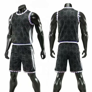 Ensemble de maillot de basket-ball sublimé personnalisé pour hommes, imprimé géométrique, débardeur sans manches, short, évacuation de l'humidité, coupe athlétique - Product Image 1