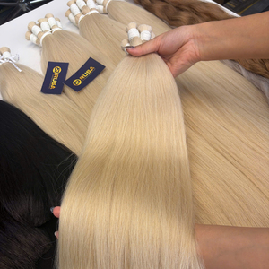 Extensions de cheveux humains en vrac, blond clair, lisses, cheveux vierges vietnamiens, super double drawn, couleur tendance - Product Image 2
