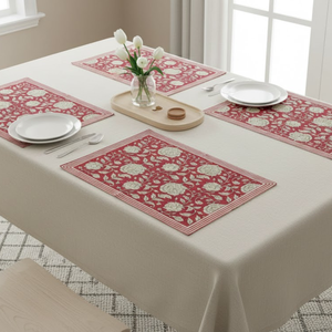 Rose Garden Handcrafted Table Mat 6 Piece Set | Floral Cotton Dining Placemats Reusable | Eco Friendly Home Kitchen Decor - Product Image 4