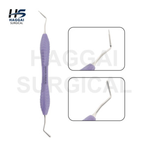 Instrument composite double extrémité avec manche en silicone violet, en acier inoxydable antiadhésif, pour la dentisterie restauratrice, certifié CE - Product Image 2