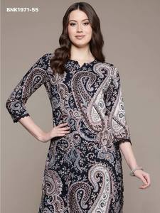 Ensemble coordonné Kurti-Pant long et droit en rayonne de qualité supérieure avec imprimé Paisley – Mode féminine – Exportateur – Vente en gros - Product Image 6