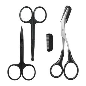 Ciseaux à sourcils professionnels en acier inoxydable, lame incurvée avec manche en plastique, peignes pour enlever les poils des sourcils - Product Image 2