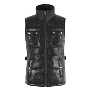 Ladies Genuine Napa Leather Quilted Gilet Vest Sleeveless <b>Padded</b> Waistcoat Women's Real Leather Vest Wholesale Manufacturer - Product Image 1