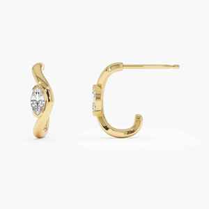 Pendientes de Aro en Oro Puro de 14K con Diamantes Sintéticos Corte Marquesa, Claridad VVS2, Diamantes Cultivados en Laboratorio de Excelente Calidad, Pendientes de Novia al por Mayor - Product Image 5