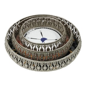 Bandeja Redonda Decorativa, Accesorios para Regalo, Bandejas de Plata Alemana con Base, Bandeja para Servir Alimentos, Bocadillos y Galletas, Estilo Ecuestre - Product Image 6