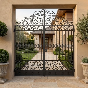 Puerta Doble de Hierro Forjado a Mano con Recubrimiento en Polvo, Estilo Europeo, con Diseño Floral para Uso Exterior - Product Image 5