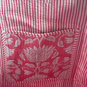 Large Quilted Weekend Tote <b>Bag</b> - Cotton Block Printed <b>Overnight</b> <b>Bag</b> Grocery Shopping Travel Handmade <b>Bags</b> For Women - Product Image 5