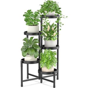 Étagère à fleurs en métal à 5 niveaux, facile à assembler, support pliable pour orchidées, pour patio, balcon, véranda, jardin, salon - Product Image 1