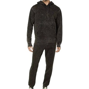Survêtement à capuche rouge pour homme, 100% coton, manches longues, couleur unie, décontracté, vêtement d'automne, respirant, coupe régulière avec poches latérales - Product Image 4