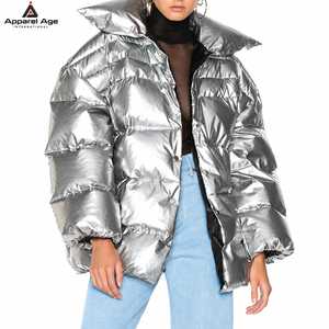 Wholesale Top Quality Women's Shiny Puffer Jacket Glossy <b>Winter</b> <b>Coat</b> Metallic <b>Padded</b> Jacket Warm Quilted Outerwear Custom Logo - Product Image 1