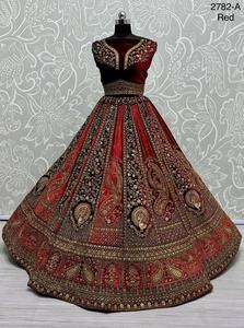 ชุดเลเฮนกาโชลีงานหนักสไตล์บอลลีวูดใหม่ สำหรับงานแต่งงานและเทศกาล ผู้หญิง สวมใส่ได้โดยไม่ต้องเย็บติด ปรับแต่งได้ ฟรีไซส์ 2024 ชุดเจ้าสาวสำหรับส่งออก - Product Image 4