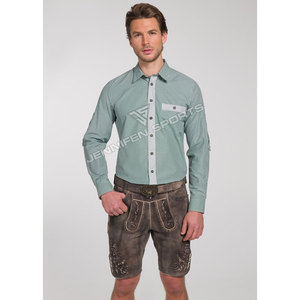 Chemise traditionnelle allemande Trachten 100% coton à carreaux vert et blanc, chemise bavaroise pour homme, chemise Oktoberfest Hemden pour homme - Product Image 2