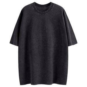 เสื้อยืดคอตตอนทรงโอเวอร์ไซส์สำหรับผู้ชาย สีพื้น คอกลม แขนสั้น สไตล์ลำลอง ผ้าเจอร์ซีย์ ย้อมสีเรียบ ทรงพอดีตัว - Product Image 5