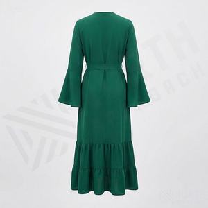 2025 OEM Kimono Abaya pour femmes musulmanes, en tissu polyester épais, doux et très extensible, col en V, manches longues, pour fêtes, Ramadan, mariages - Product Image 2