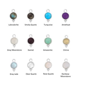 Crystal Quartz Faceted <b>Charm</b> 6mm Gold Plated Round Bezel Pendant Double Sided Birthstone Gemstone <b>Charm</b> for Handmade Jewelry - Product Image 3