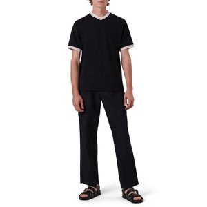 T-shirt en coton épais pour homme, haute qualité, design de logo personnalisé, t-shirt oversize à épaules tombantes, col rond côtelé pour homme - Product Image 6
