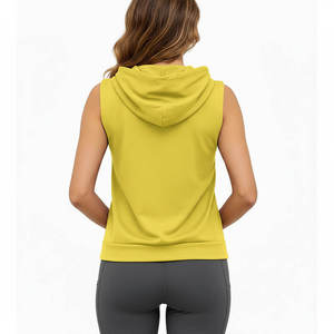 Sudadera sin mangas con capucha para mujer, de color sólido, tejida, transpirable, ligera, informal, para verano - Product Image 2
