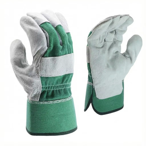Gants de soudage en cuir doublés de coton, avec pouce droit, résistants aux éclaboussures de métal fondu, type B, pour soudage TIG/MIG, paume renforcée grise - Product Image 5