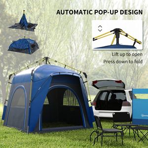 Tenda da Campeggio Automatica Idraulica per 4 Persone con Finestre e Porte, Montaggio Rapido, per Viaggi in Famiglia, Include Borsa per il Trasporto in Poliestere - Product Image 4