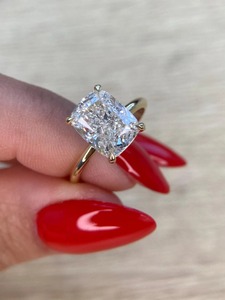 Cushion Cut Moissanite Diamond <b>Solitaire</b> Engagement <b>Ring</b> 925 Sterling <b>Silver</b> Customized Engagement <b>Ring</b> Gift For Her - Product Image 3