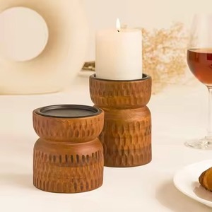 Porte-bougie en bois, centre de table décoratif pour hôtel, restaurant, décoration intérieure de la maison - Product Image 6