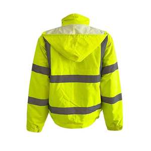Men's Hi Vis Reflective Safety <b>Jacket</b> Waterproof Polyester Workwear Hooded Regular Fit with Pockets for Construction - Product Image 6