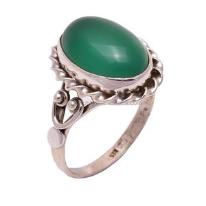 Wholesale 925 Sterling Silver Wedding <b>Ring</b> Handmade Classic <b>Green</b> Onyx Gemstone New Style Engagement Party Inlay Setting - Product Image 1
