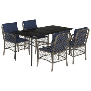 Ensemble de salle à manger de jardin en rotin PE gris 5 pièces avec housses amovibles - Product Image 2