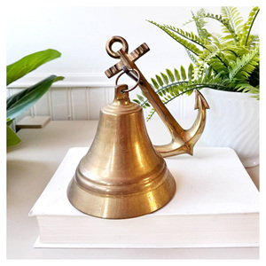 Polished Brass Bell Wall Hanging Bell Anchor Rustic Naval Coastal <b>Nautical</b> <b>Decor</b> High Quality Gift for Home Decoration - Product Image 1