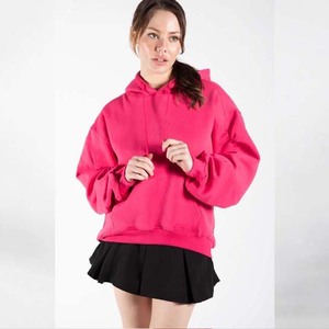 Sudadera con Capucha Extra Grande para Mujer, Color Sólido, Hombros Caídos, Manga Larga, Felpa de Algodón, Transpirable, para Otoño - Product Image 3