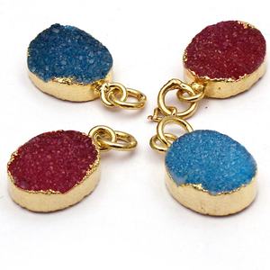 Connecteur à boucle unique pour pendentifs de mode fabriqués à la main Agate plaquée or Druzy Gemstone Nature Style bijoux résultats composants - Product Image 2
