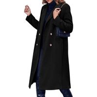 Manteau long sur mesure noir jais à double boutonnage, structuré, en poly durable, de haute qualité