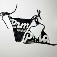 Conjunto de Bikini Hecho a Mano al por Mayor para Mujer, Traje de Baño de 2 Piezas de Corte Alto con Protección UV Frontal, Diseño Estampado, Poliéster y Spandex de Secado Rápido