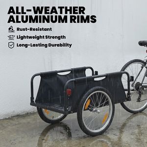 Carrello Rimorchio Bici con Ruote Pneumatiche da 16 Pollici a Sgancio Rapido, Cerchi in Alluminio, Bandiera Rossa, Nero - Rimorchio Cargo per Bici - Product Image 4
