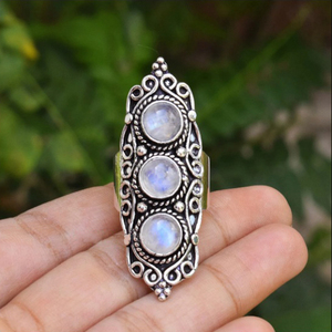 Bague de créateur en pierre de lune, argent sterling 925, bijoux en pierres précieuses faits à la main - Product Image 4